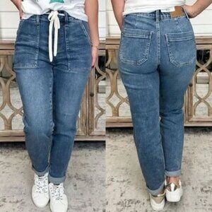 Judy Blue Jocelyn High Rise Drawstring Denim Jogger Jeans Size 30